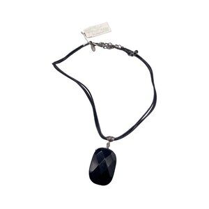 Lydell Faceted Semi-Precious Stone Pendant Three Strand Cord Necklace 14-17 Inch